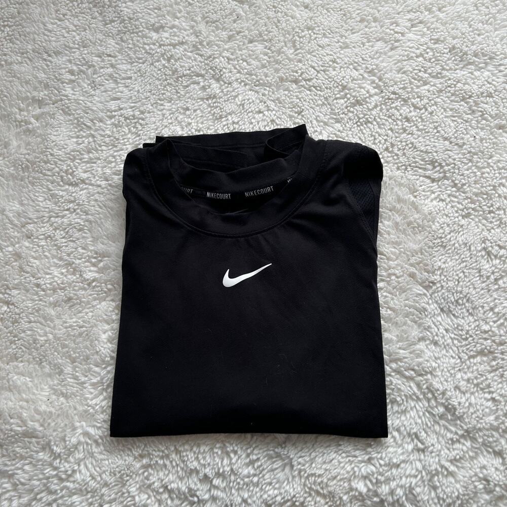 Nike Womens Dri-Fit Short Sleeve XXL Black Running Athleisure Luxe Preppy Sports